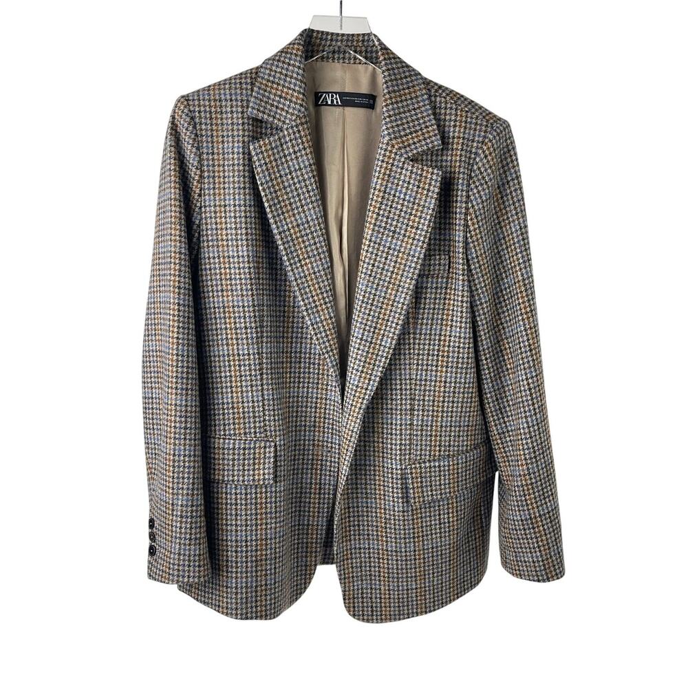 ZARA Lambs Wool Suit Blazer Houndstooth